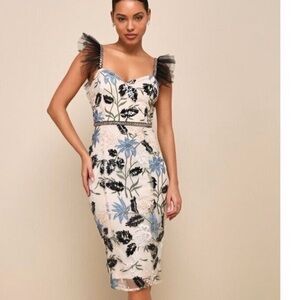 Lulus Show Stopper Embroidered Sequin Midi Dress
